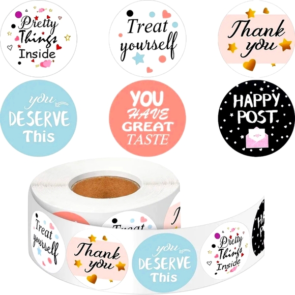 100 - 1.5 Inch Thank You Stickers - Picture 2 of 7